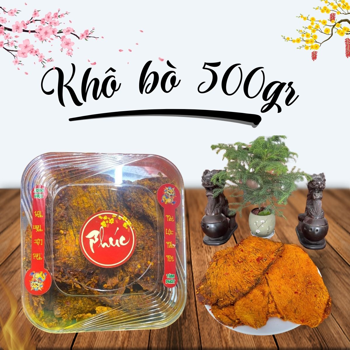 Khô bò miếng mềm cay 500gr - 20 hủ/thùng
